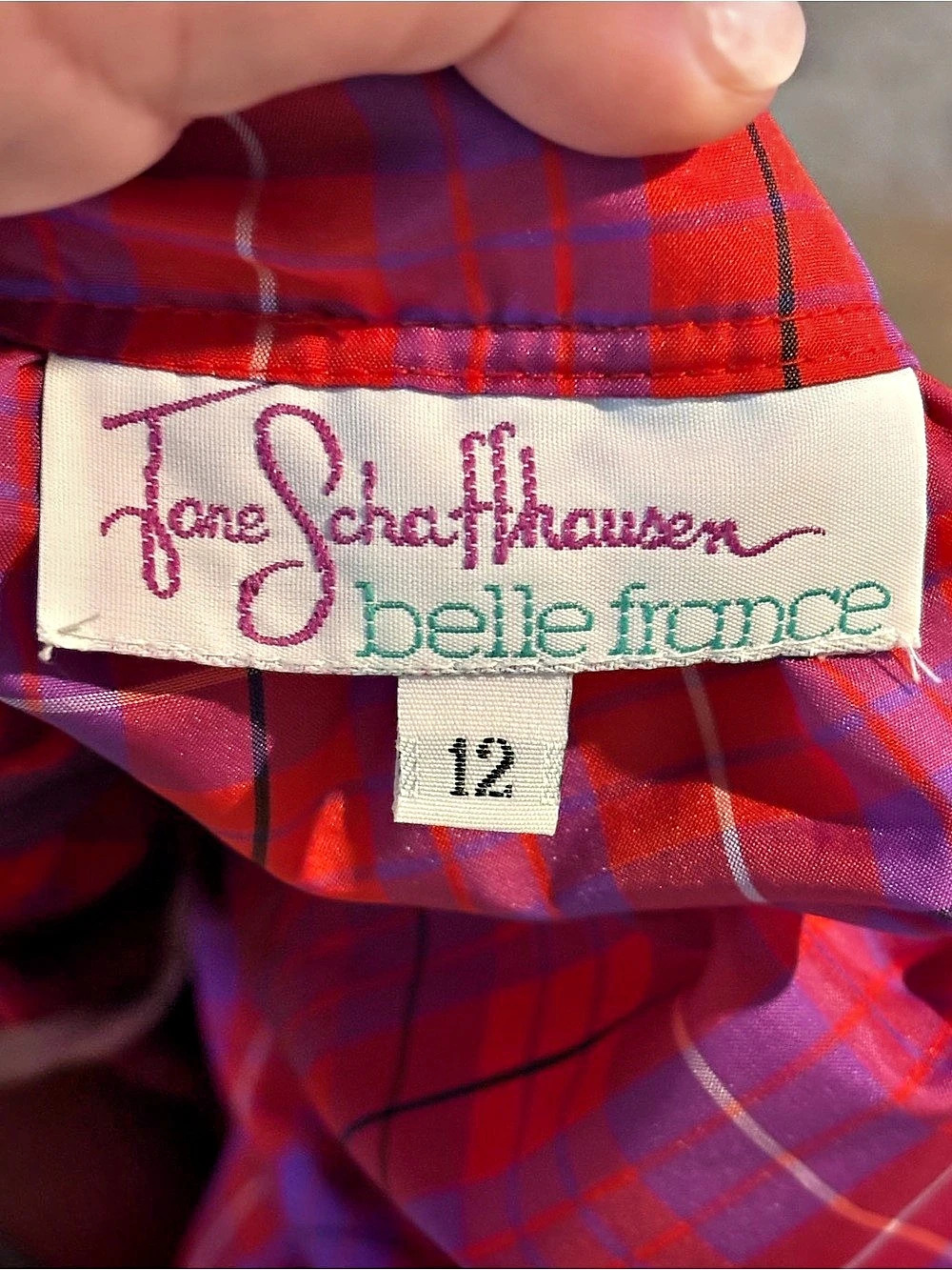 Vintage Jane Schaffhausen belle france Plaid Maxi Skirt in Tomato Red/Purple 12 - Picture 4 of 9